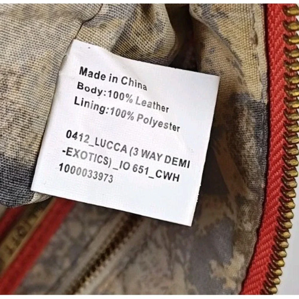 Elliott Lucca 3 Way Demi Exotics Cayenne Leather Shoulder Bag Clutch Purse NWT